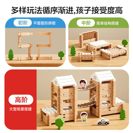 Luban mortise and tenon building blocks children's handmade diy gift Chinese architecture wooden structure hut educational toys