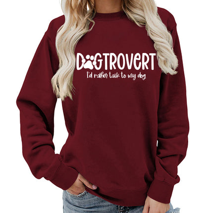 Dog trovert printed round neck women's top vests foreign trade supply autumn and winter coat casual loose European size