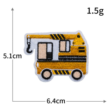Hot-Selling Computer Embroidery Excavator Engineering Vehicle Bulldozer Cartoon Embroidery Cloth Patch No-Sew Iron-On Hot Melt Adhesive Patch