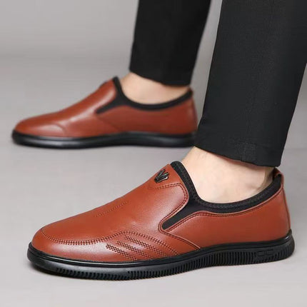 Men's leather shoes soft leather soft bottom business casual men's shoes work security work father shoes wholesale a generation of hair