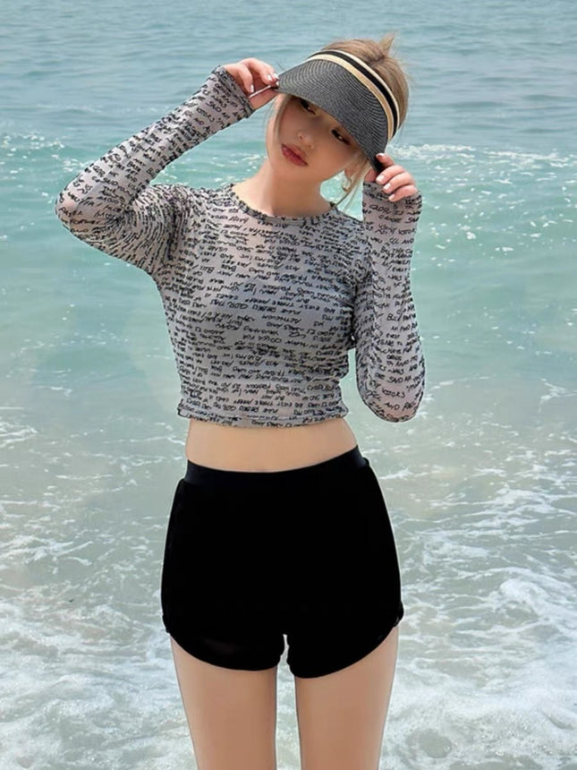 Swimsuit Women's New Split Conservative Three-Piece Set Long-Sleeved Sports Surf Suit Bans High-Grade Hot Spring Swimsuit