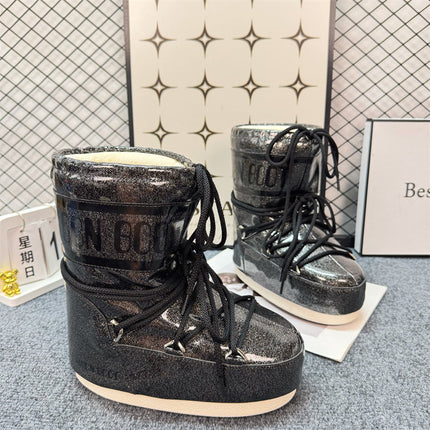 Celebrity Style Thick-Soled Colorful Moon Boots 2025 Winter New Long Ski Boots Warm Anti-Ski Boots for Women