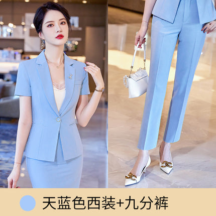 Small Suit Jacket Slim-fit Professional Suit suit Temperament Short-sleeved Thin Jewelry Store Work Clothes Dress Women
