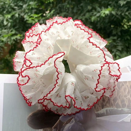 Contrast Color Lace Hair Accessories Fresh Small Floral Hair Band Sweet and Cute Ins Hair Rope Red Edge White Headdress