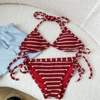 Red striped bikini / S