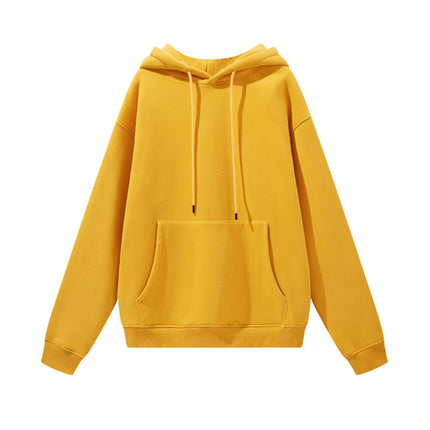 Men's Autumn and Winter 345g Pure Color Hoodie Thickeneded and Velvet Oversize Brushed Men's Hooded Sweatshirt Thickeneded and Warm