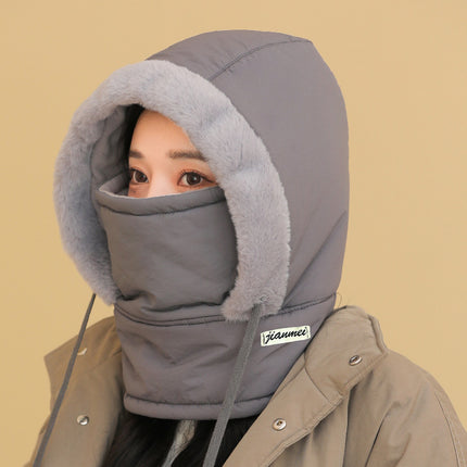 Winter Hat Warm Lei Feng Hat for Men and Women with Ear Protection, Fleece-Lined, Thickened, Cold-Proof Mask, Neck Gaiter Integrated Hat, Cycling Hat
