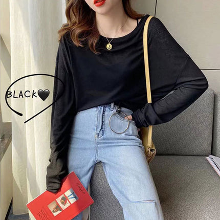 Wholesale T-Shirt for Women 2025 New Short-Sleeved Popular Summer Right Shoulder Ice Silk Mesh Top Slightly See-Through Facial Mask Bottoming Shirt