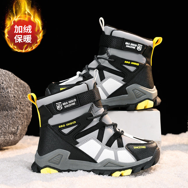 Girls' fleece-lined Thickened Northeast Snow Boots Winter New Mid-Large Children's Long Non-Slip Cold-Proof Large Cotton Shoes Boys Boots