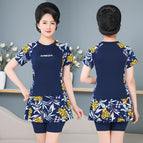 Send swimming cap 506-navy blue and yellow leaves / 3XL