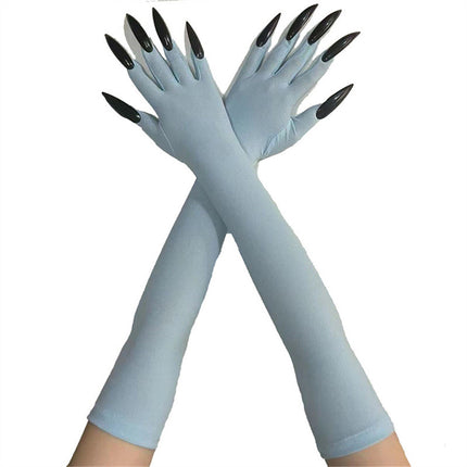 48cm European and American Fashion Halloween Gloves Long Nails Ghost Claw Gloves Long Performance Props Costume Black Red Claw