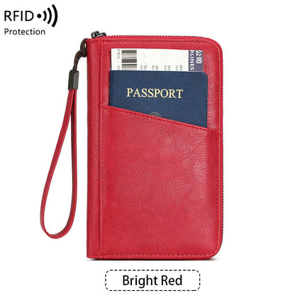 Cross-border New RFID Anti-magnetic Wallet Zipper Passport Bag Certificate Bag Air Ticket Storage Bag Multifunctional Passport Wallet