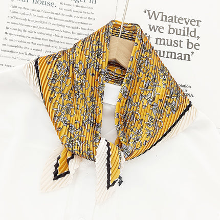 Crumpled Scarf Women's Spring and Summer Elegant Printed Diamond Scarf Korean Style Professional Small Scarf All-match Decorative Thin Scarf