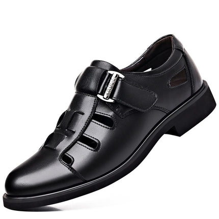 Men's Leather Shoes Summer 2025 New Breathable Business Formal Shoes Hollow Perforated Sandals Non-Slip British Style Men's Shoes