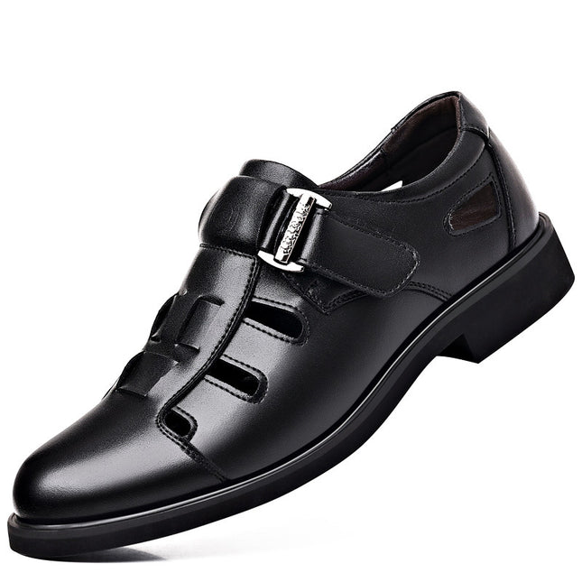 Men's Leather Shoes Summer 2025 New Breathable Business Formal Shoes Hollow Perforated Sandals Non-Slip British Style Men's Shoes