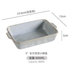 9inch double-ear baking dish-green reactive glaze