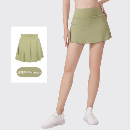 [in Stock] Ld Yoga Spring/Summer Short Skirt Anti-Exposure Fitness High-Waisted Sports Quick-Dry Training Tennis Pleated Skirt