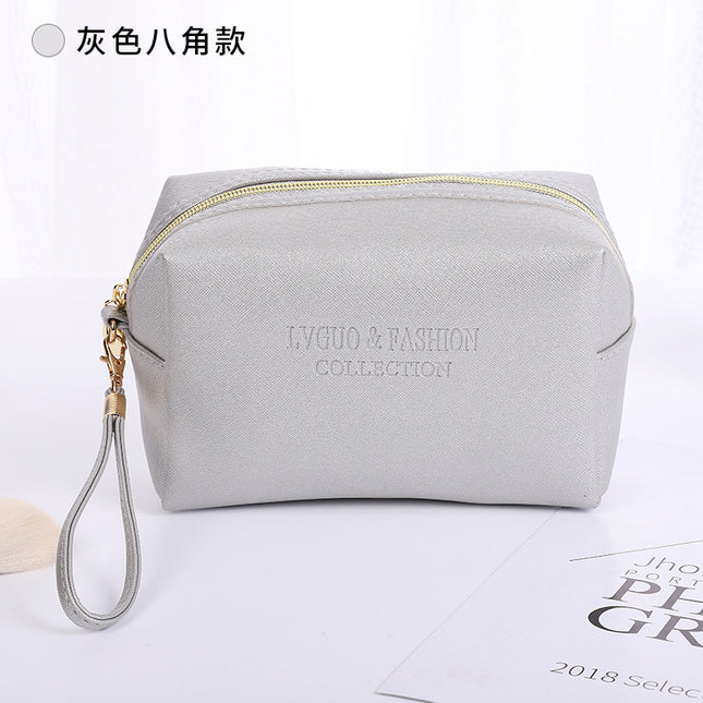 New Cross Pattern Pu Leather Cosmetic Bag Waterproof Storage Toiletry Bag Portable Multi-Functional Skin Care Product Storage Cosmetic Bag