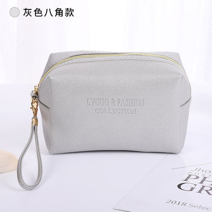 New Cross Pattern Pu Leather Cosmetic Bag Waterproof Storage Toiletry Bag Portable Multi-Functional Skin Care Product Storage Cosmetic Bag