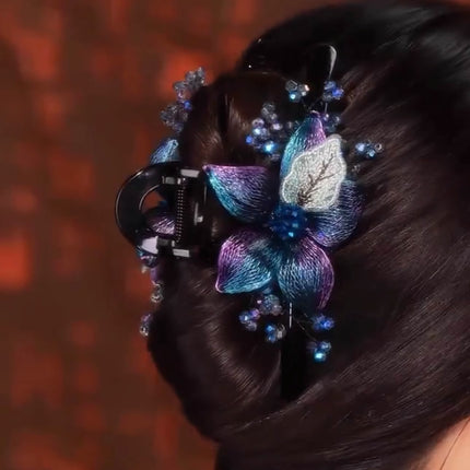 Cross-border high-grade handmade copper wire woven flower clip metal clip back head coil hair large shark clip hair accessories