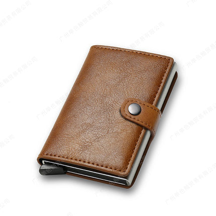 Rfid Anti-Theft Card Swipe Carbon Fiber Aluminum Alloy Credit Card Metal Card Holder Men's Wallet with Elastic Card Multi-Card Slot
