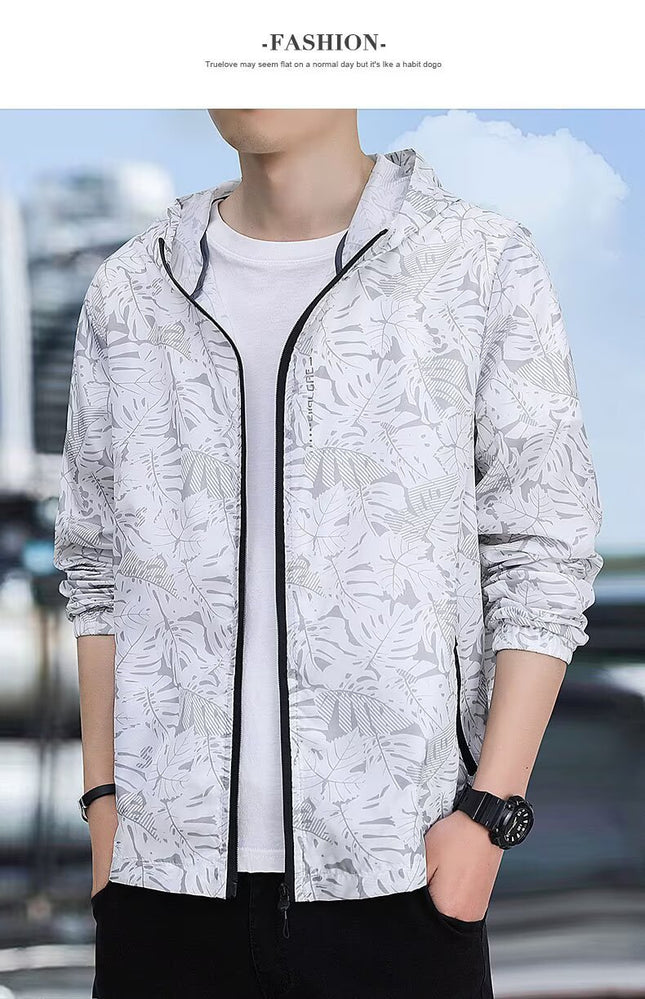 Ice Silk Sun Protection Clothing Men's Thin Breathable Hooded Sun Protection Clothing Foreign Trade Outdoor Sports Fishing Zipper Skin Jacket