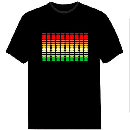 Luminous T-shirt men and women with cross-border Amazon disco net red bar nightclub led voice-activated luminous short sleeve wholesale
