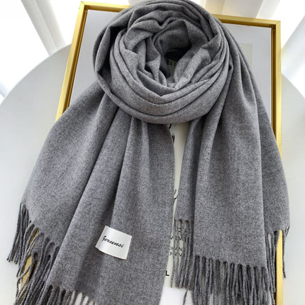 Solid Color Faux Cashmere Scarf for Women, Annual Meeting Red, High-End Feel, Spring and Autumn Woven Neck Scarf, Korean Style Versatile Artistic Warm Shawl