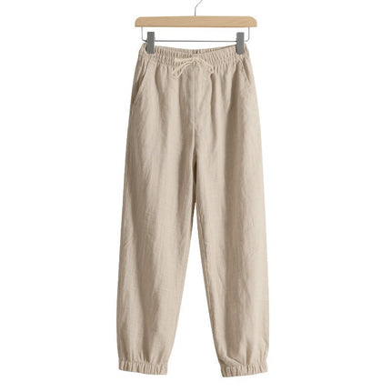 European and American Cross-Border Independent Station Four-Season Beach Trendy Men's Loose Linen Large Size Casual Sports Leggings Trousers for Men