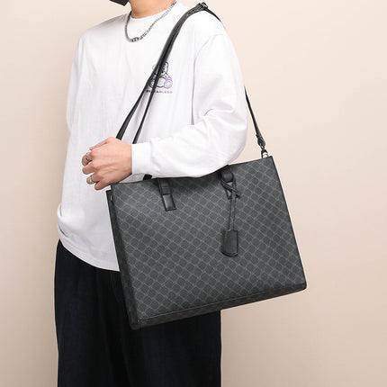 Men's bag 2022 new men's briefcase business handbag fashion vintage printing office computer bag wholesale