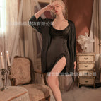 Black separate jacket (robe + belt) / One size fits all