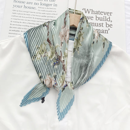 New wrinkled small square scarf female Korean imitation silk printed wrinkled small scarf Joker scarf decorative scarf wholesale