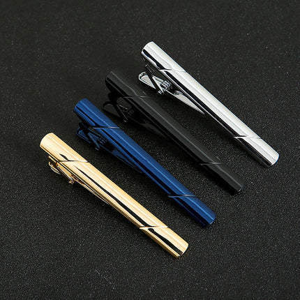 Tie Clip Men's Tie Clip Business Classic Simple Slash Silver Gold Black Navy Blue High Quality Pure Copper