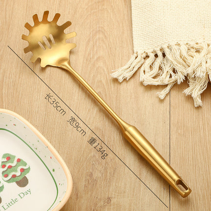 Stainless Steel High-grade Soup Leak Hot Pot Spoon Thickened Soup Spoon Golden Large Soup Spoon Titanium Plated Golden Soup Spoon Golden Spatula Spoon