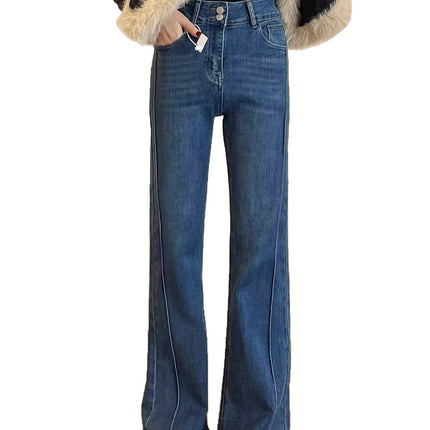 Trendy Long-Leg Flared Jeans for Women 2025 Autumn New Slim Fit High-Waisted Stretch Floor-Length Versatile Jeans