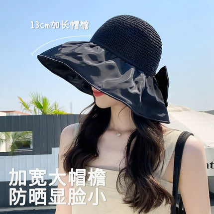 Foldable Storage Vinyl Fisherman Hat Women's Anti-Uv Upf50+ Sun Protection Hat Covering Face Large Brim Summer Sun Hat