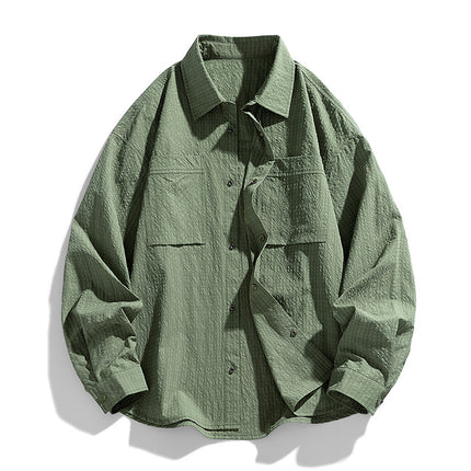 Youth Tooling Shirt Men's Spring and Autumn Fashionable Brand Loose Lapel Shirt Fashionable Casual Long Sleeve Jacket Coat Men