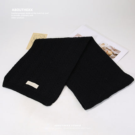 Soft Waxy Knitted Scarf Women's Winter Warm Knitted Scarf Student Sweet All-match Cold-proof Wool Letter Scarf for Men