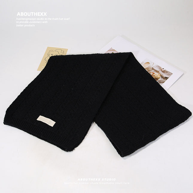 Soft Waxy Knitted Scarf Women's Winter Warm Knitted Scarf Student Sweet All-match Cold-proof Wool Letter Scarf for Men
