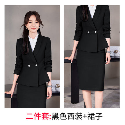 navy blue Professional suit Women's Fashion Elegant Suit Shirt Three-piece Hotel Manager Work Clothes Front Desk Uniform
