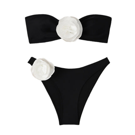 2024 new three-dimensional flower European and American hot girl bikini cross-border hot selling briefs split swimsuit hand-stitched