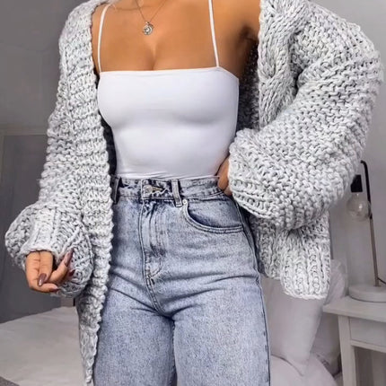 2026 European and American Aliexpress Women's Original Quality Thickened Mohair Cardigan Sweater Casual Open-Front Warm Coat