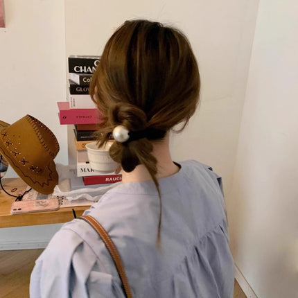 Cross-Border Popular Xiaohongshu Popular Dongdaemun Same Style Basic Large Pearl Hair Rope Women's Versatile Rubber Band Head Accessories