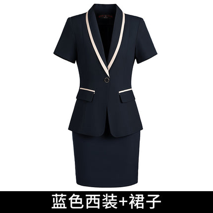 Summer short-sleeved suit suit women's thin business wear small temperament formal suit suit skirt front desk work clothes