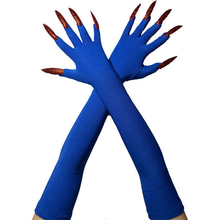48cm European and American Fashion Halloween Gloves Long Nails Ghost Claw Gloves Long Performance Props Costume Black Red Claw