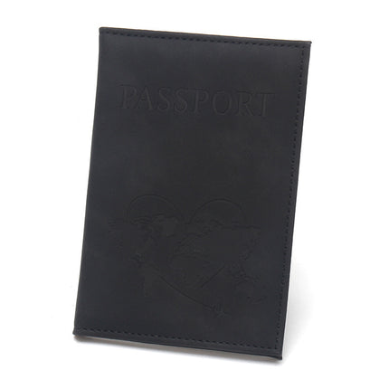 World Map Heart-Shaped Airplane Passport Holder, Lightweight Leather Passport Book, Portable, Unisex Passport Book