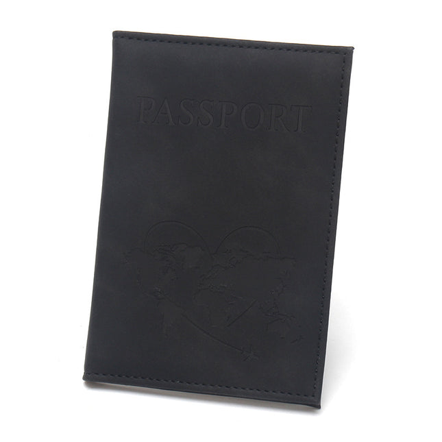 World Map Heart-Shaped Airplane Passport Holder, Lightweight Leather Passport Book, Portable, Unisex Passport Book