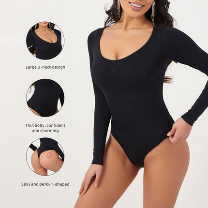 Long-Sleeved Body-Shaping Jumpsuit for Women, Waist-Cinching and Body-Shaping Garment, Seamless Tummy-Tightening and Butt-Lifting Tight-Fitting Base Layer Shapewear