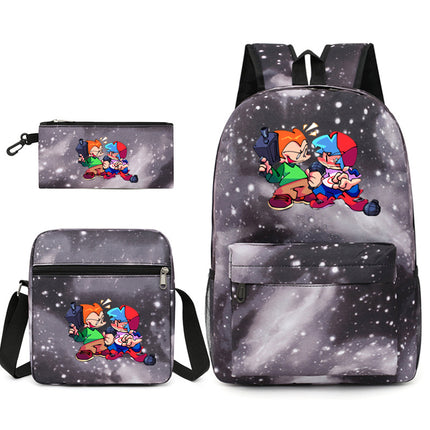 2021 Friday night backpack shoulder bag pencil case three-piece canvas schoolbag set