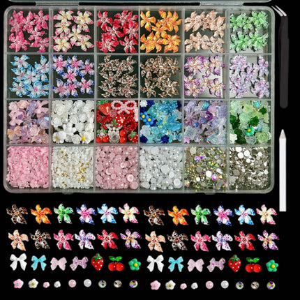24 grid cartoon nail accessories mix cute cookies donuts candy nail accessories diy handmade material box